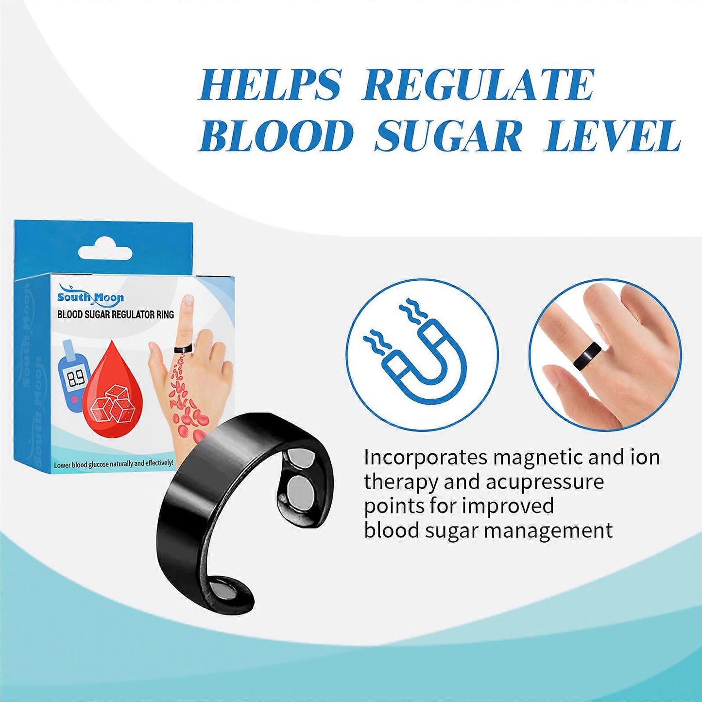 🔥 South Moon Blood Sugar Regulator Ring | Magnetic Health Ring for Diabetes Support, Blood Circulation & Natural Sugar Balance
