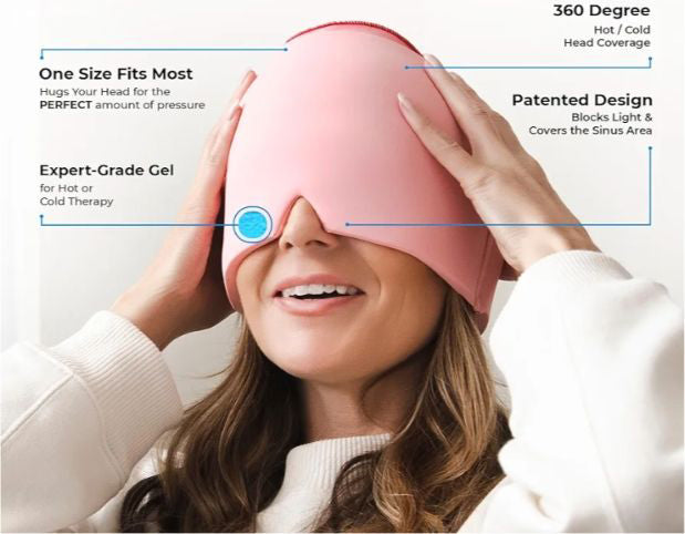 🔥 Migraine Relief Cap | Headache Ice & Heat Therapy Wrap, Reusable Hot/Cold Gel Head Wrap | Stress Relief Mask