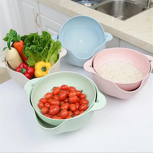 🔥 Kitchen Draining Bowl Basket | Double Layer Fruit & Vegetable Colander for Washing, Draining, and Serving