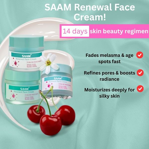 🔥 SAAM Renewal Face Cream Anti-Aging & Skin Repair Moisturizer, Hydrating Brightening Face Cream for Glowing Skin, Wrinkle Reduction, Collagen Boost & Deep Nourishment