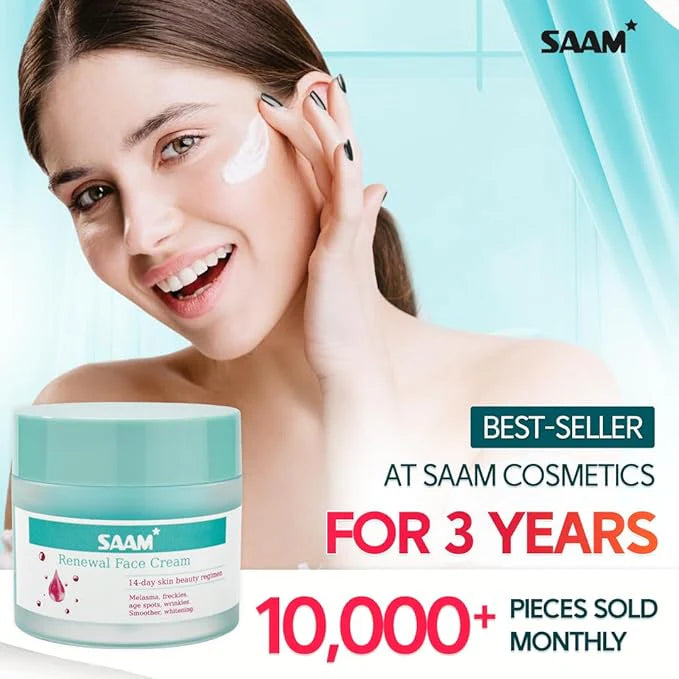 🔥 SAAM Renewal Face Cream Anti-Aging & Skin Repair Moisturizer, Hydrating Brightening Face Cream for Glowing Skin, Wrinkle Reduction, Collagen Boost & Deep Nourishment