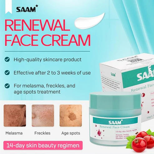🔥 SAAM Renewal Face Cream Anti-Aging & Skin Repair Moisturizer, Hydrating Brightening Face Cream for Glowing Skin, Wrinkle Reduction, Collagen Boost & Deep Nourishment